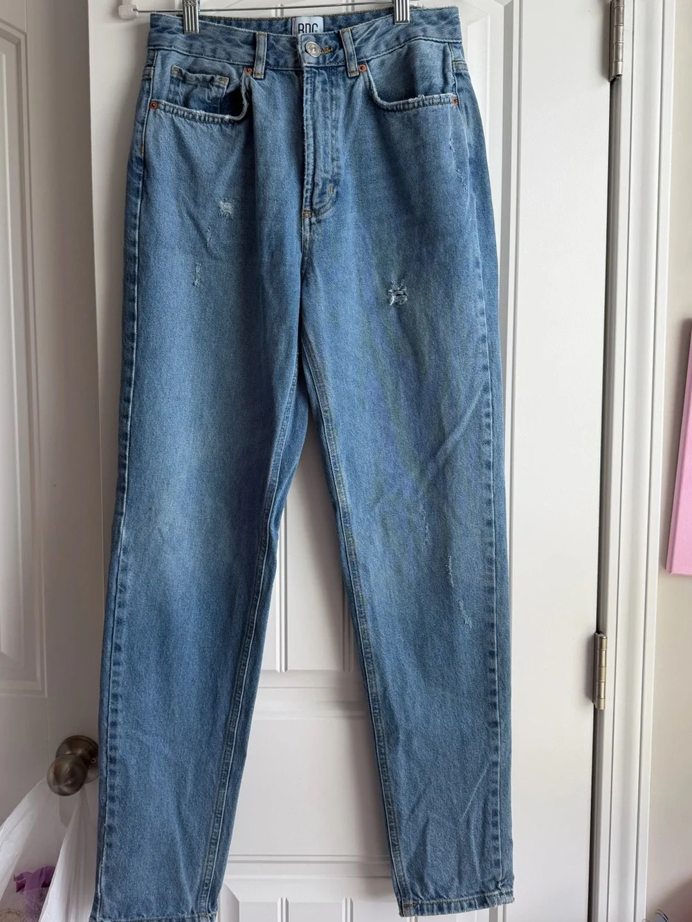 BDG Light Blue Mom Jeans with Faded Wash - Picture 3 of 4